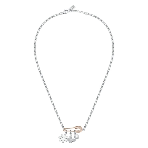 La Petite Story Myself neckl.safety pin rg+butterfly wit