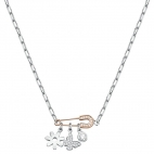 La Petite Story Myself neckl.safety pin rg+butterfly wit