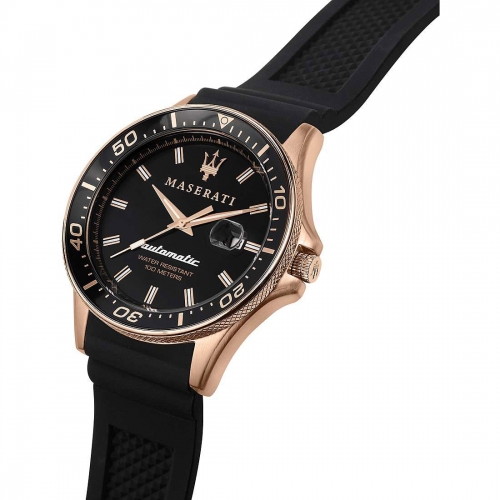 Maserati Sfida 44mm auto blk dial blk silicon st