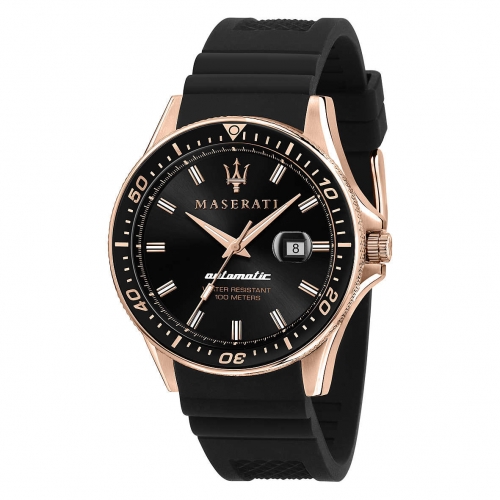 Maserati Sfida 44mm auto blk dial blk silicon st