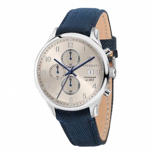 Maserati Gentleman 43mm chr gray dial blue s uomo R8871636004