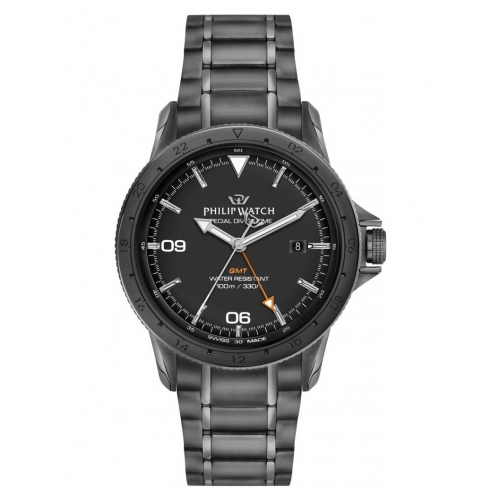 Philip Watch Grand reef 43mm 3h black dial br gun uomo