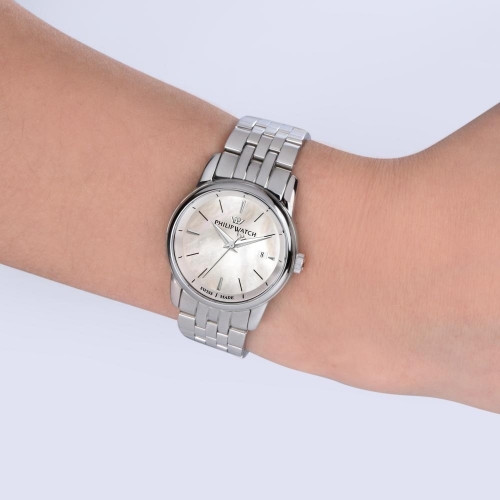 Philip Watch Anniversary 30mm 3h white mop dial br ss donna