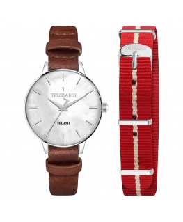 Trussardi T-evolution lady 36mm 3h mop dial red st