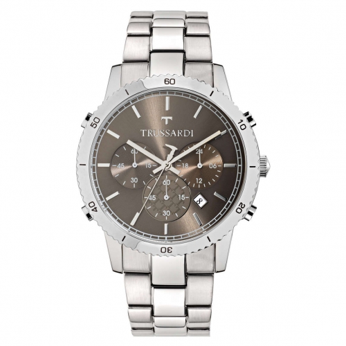 Trussardi T-style 44mm chro white dial br ss