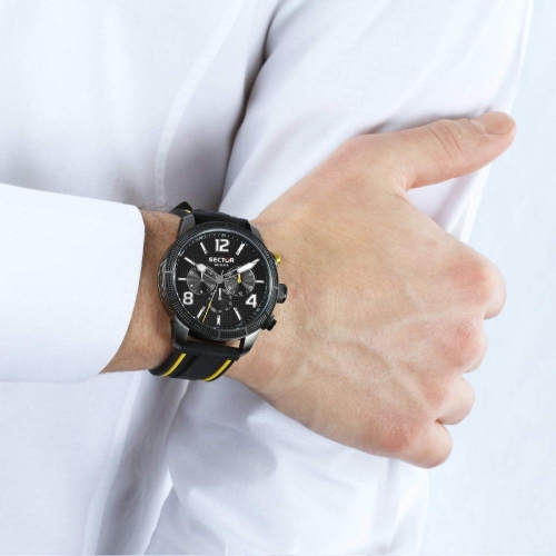 Sector 850 45mm multi black dial blk&yellow st uomo R3251575014