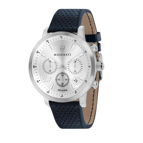 Maserati Gt 44mm chr silver dial blue st uomo R8871134004