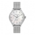 Trussardi T-complicity 34mm 3h whi mop dia mesh ss