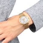 Trussardi T-complicity 34mm 3h whi mop dia mesh yg