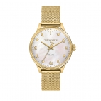 Trussardi T-complicity 34mm 3h whi mop dia mesh yg