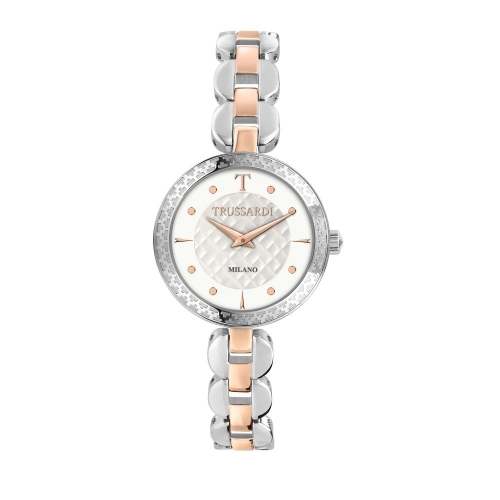 Trussardi T-chain 28mm 2h white dial br ss+rg