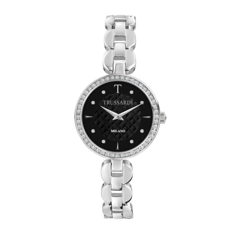 Trussardi T-chain 28mm 2h black dial br ss