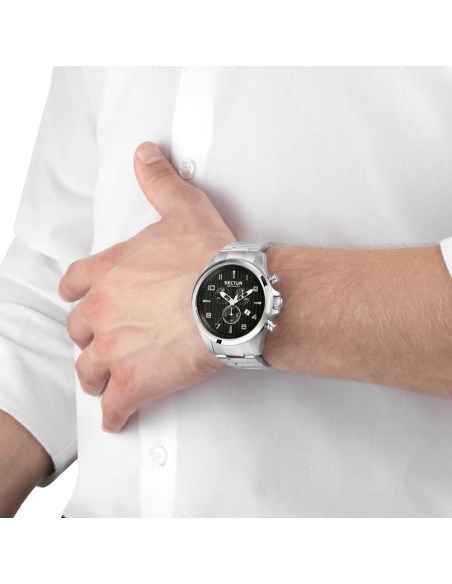 Sector 180 48mm chr black dial br ss uomo R3273975007