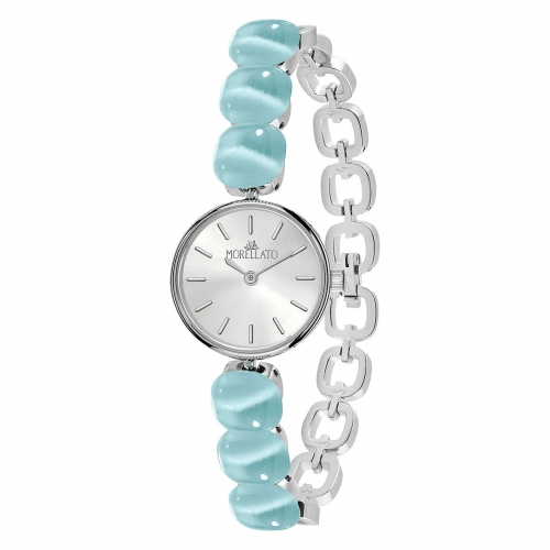 Morellato Gemma 24mm 2h silve dial br aqua cat eye donna