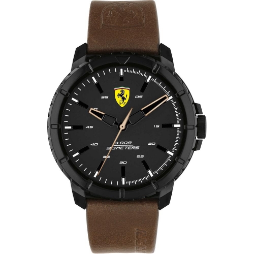 Scuderia Ferrari Orol sport 44mm black dial brown leather