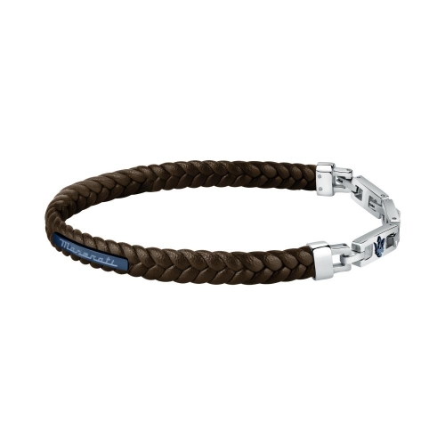 Bracciale MASERATI uomo pelle marrone e acciaio