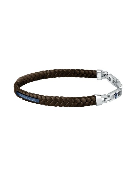 Bracciale MASERATI uomo pelle marrone e acciaio