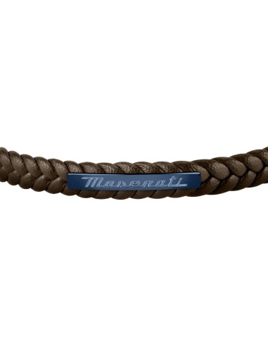 Bracciale MASERATI uomo pelle marrone e acciaio