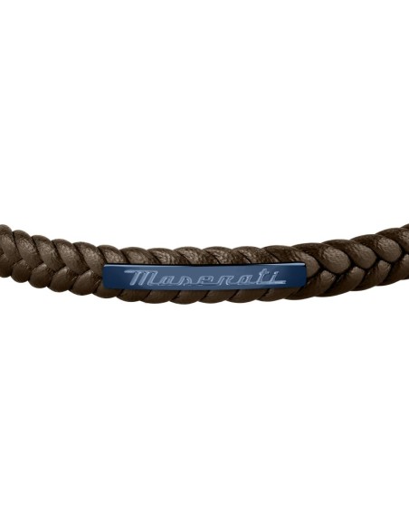 Bracciale MASERATI uomo pelle marrone e acciaio