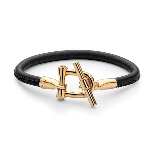 Paul Hewitt Bracelet t-shackle ip gold black leather