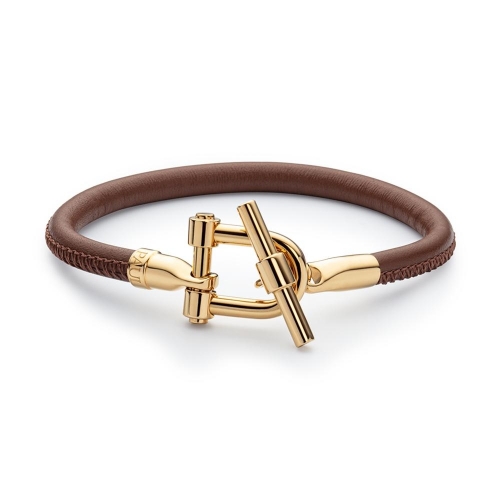 Paul Hewitt Bracelet t-shackle ip gold brown leather