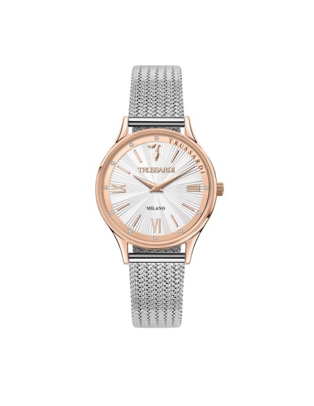Trussardi T star 34mm 2h rg ca sil dial mesh br ss