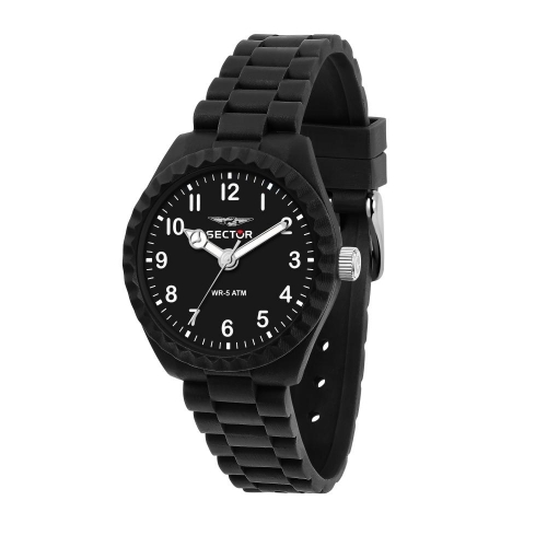 Sector Diver 36mm 3h blk dial black silicon st
