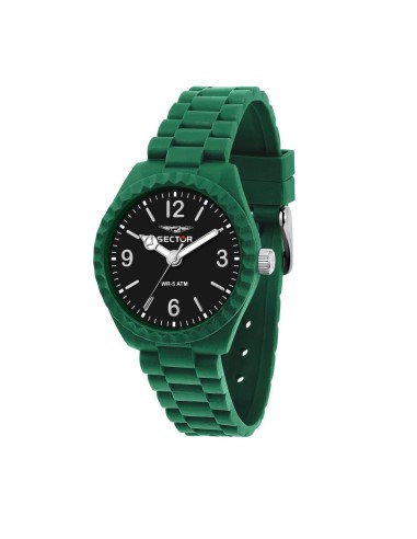 Sector Diver 36mm 3h blk dial green silicon st