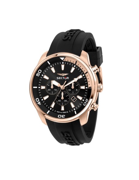 Orologio SECTOR uomo Oversize cronografo gomma nero / oro rosa