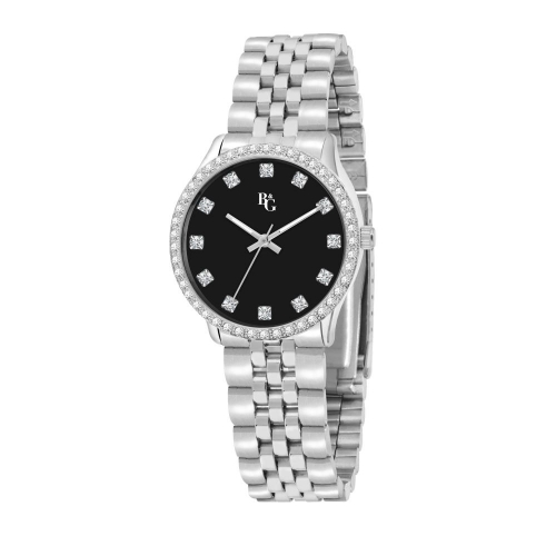 B&g Luxury 34mm 3h black dial bracelet ss