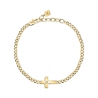 Bracciale MORELLATO uomo Cross acciaio dorato / cristalli bianchi