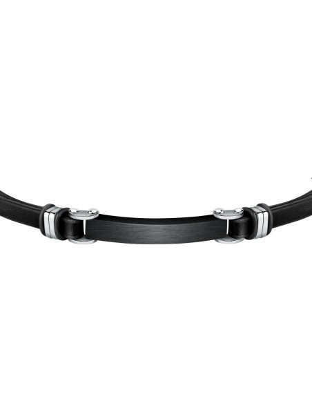 Bracciale SECTOR uomo Bandy pelle nero / acciaio (SZV92)