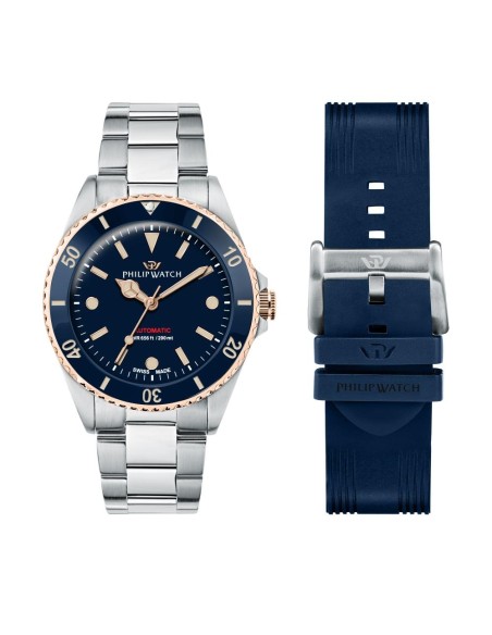 Philip Watch Caribe 42mm auto 3h blu dia br ss+blue s