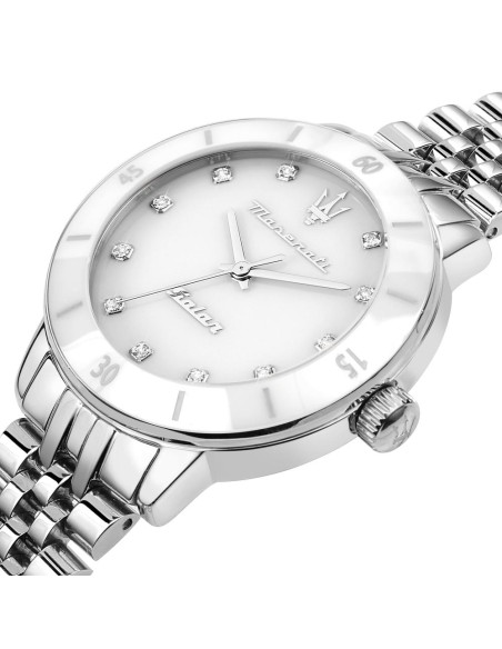 Orologio MASERATI donna Successo Solar acciaio / bianco