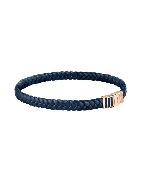 Bracciale MORELLATO uomo Moody pelle blu e acciaio oro rosa