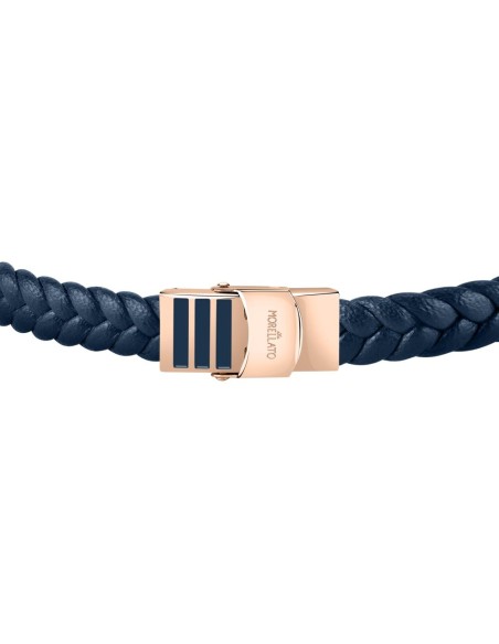 Bracciale MORELLATO uomo Moody pelle blu e acciaio oro rosa