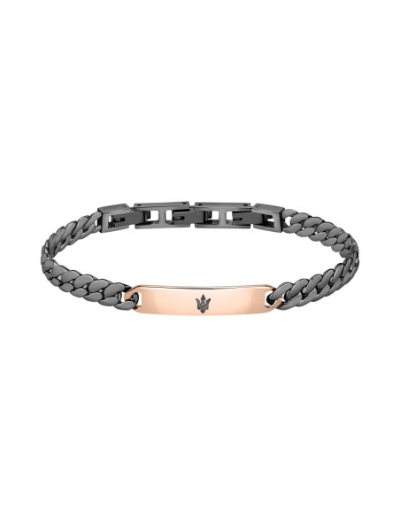 Bracciale MASERATI uomo acciaio brunito / tag oro rosa