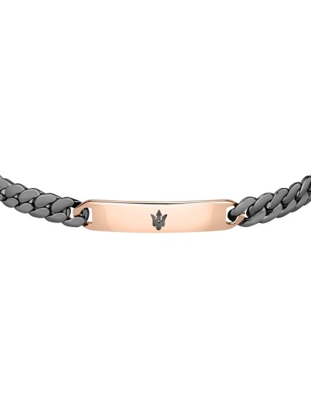 Bracciale MASERATI uomo acciaio brunito / tag oro rosa
