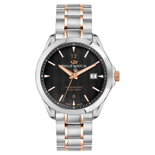 Philip Watch Blaze 41mm 3h black dial br ss+rg uomo R8253165005