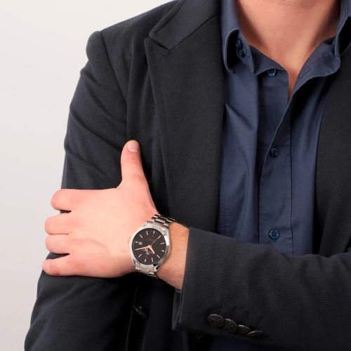 Philip Watch Blaze 41mm 3h black dial br ss+rg uomo R8253165005