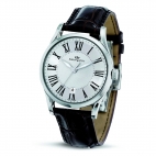 Philip Watch Sunray 3h silver white dial brown strap uomo