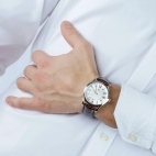 Philip Watch Sunray 3h silver white dial brown strap uomo