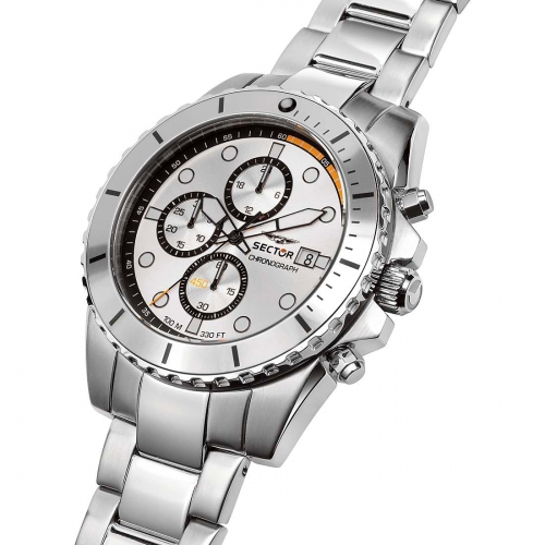 Sector 450 43mm chr silverwht dial br ss