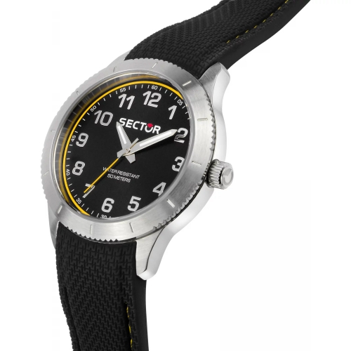 Sector 270 37mm 3h black wyellow dial black st unisex