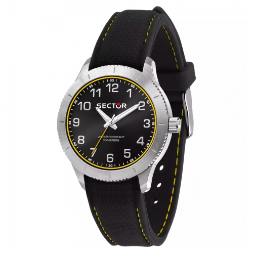 Sector 270 37mm 3h black wyellow dial black st unisex