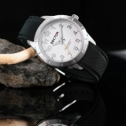 Sector 270 37mm 3h white dial black strap