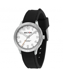 Sector 270 37mm 3h white dial black strap