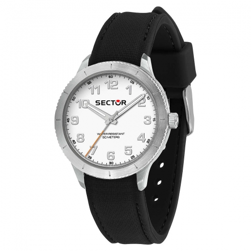 Sector 270 37mm 3h white dial black strap