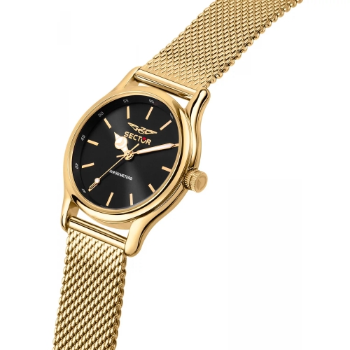 Sector 660 36mm 3h black dial mesh br yg femminile R3253517501