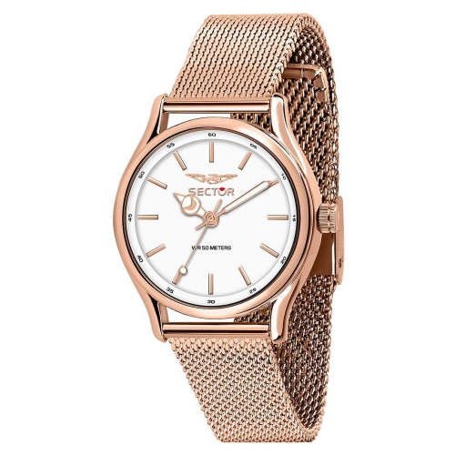 Sector 660 36mm 3h white dial mesh br rg